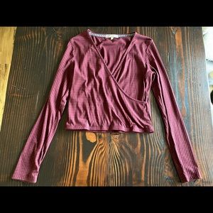 Jolt crop top long sleeve maroon shirt size Large like new